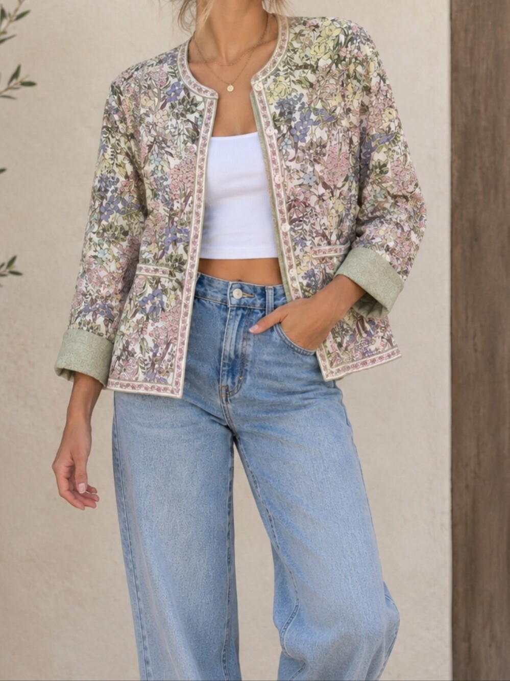 vintage Appleseed's Field of Flowers Reversible Jacket, a quilted cotton jacket